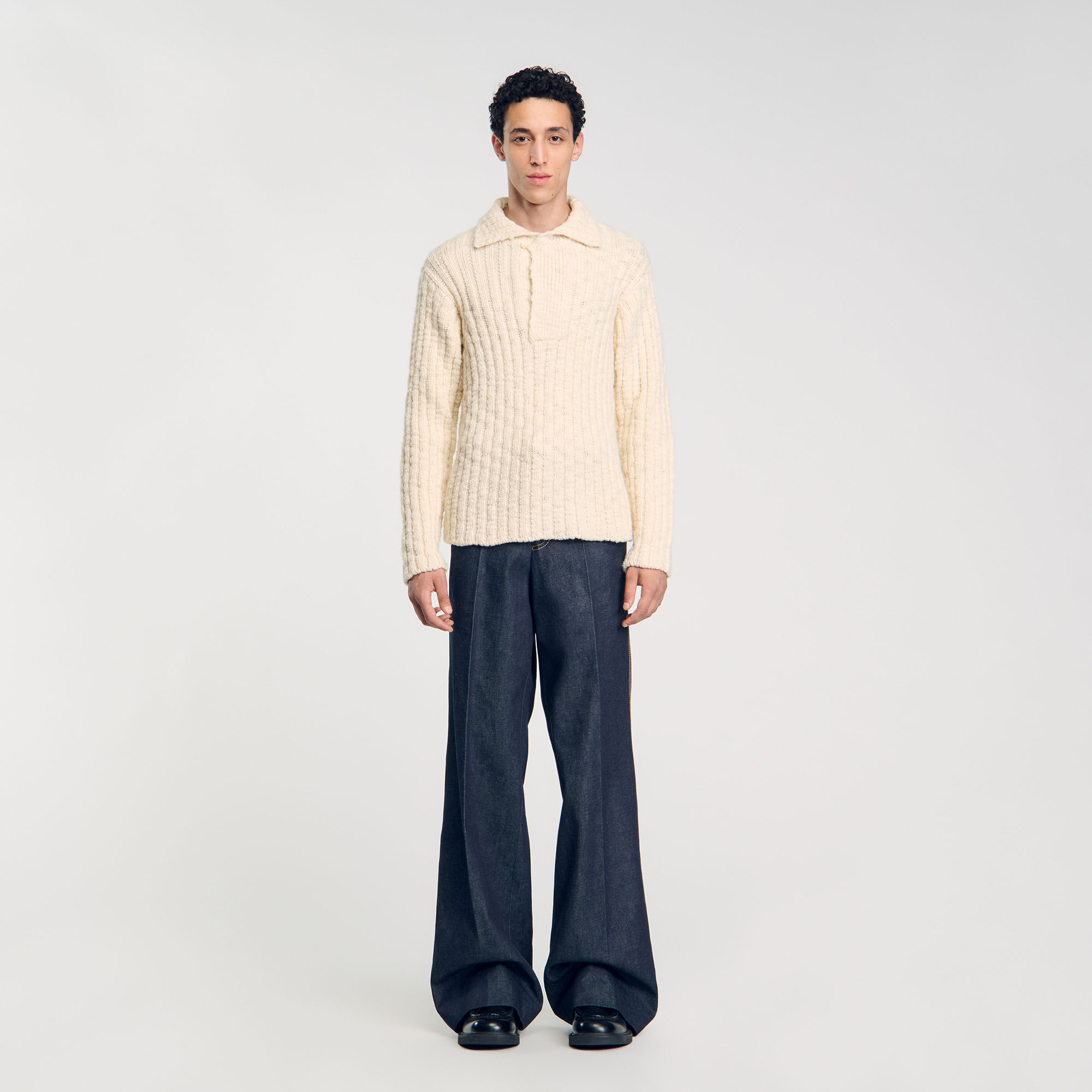 Maglione a maglia spessa colletto a polo