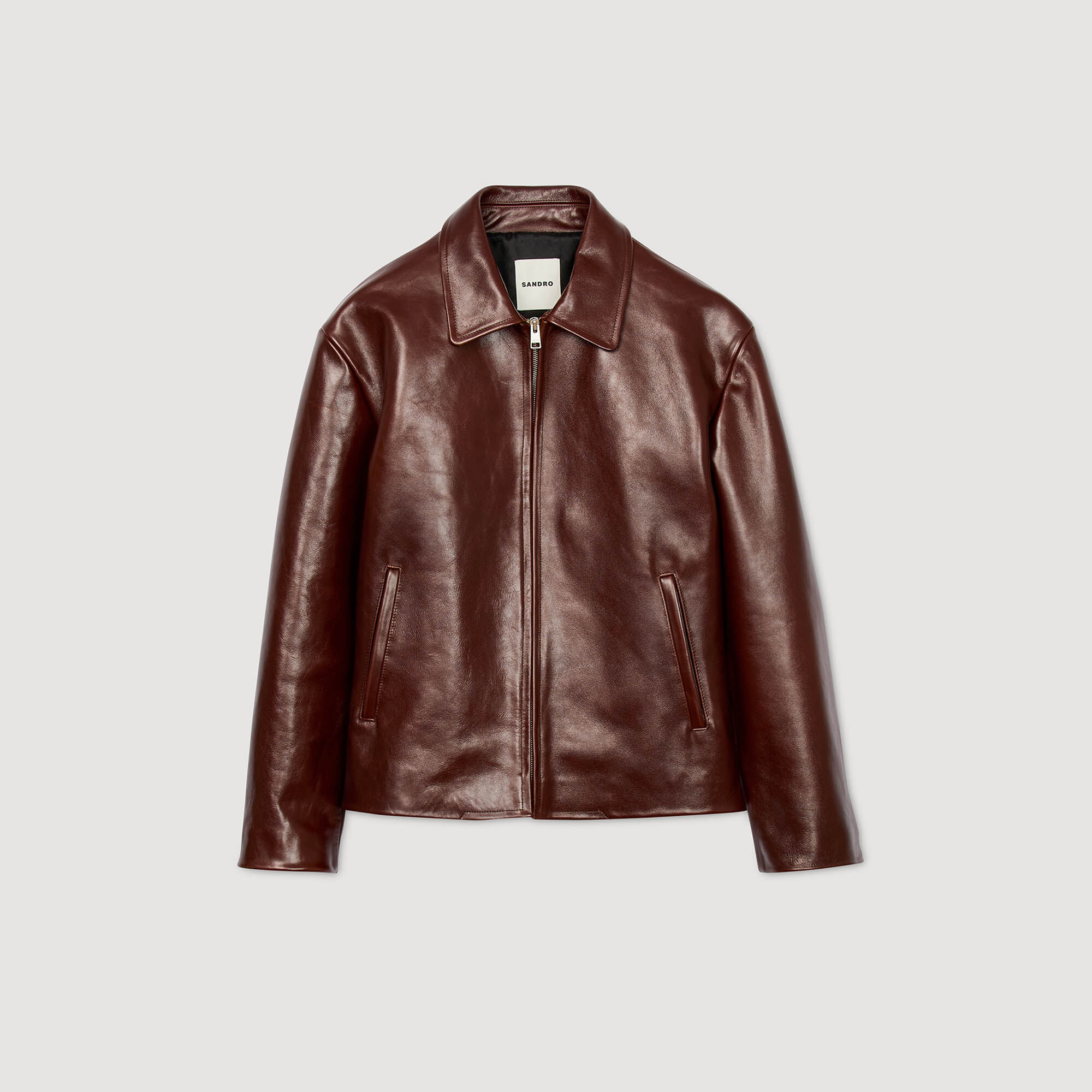 Giubbotto con zip in pelle