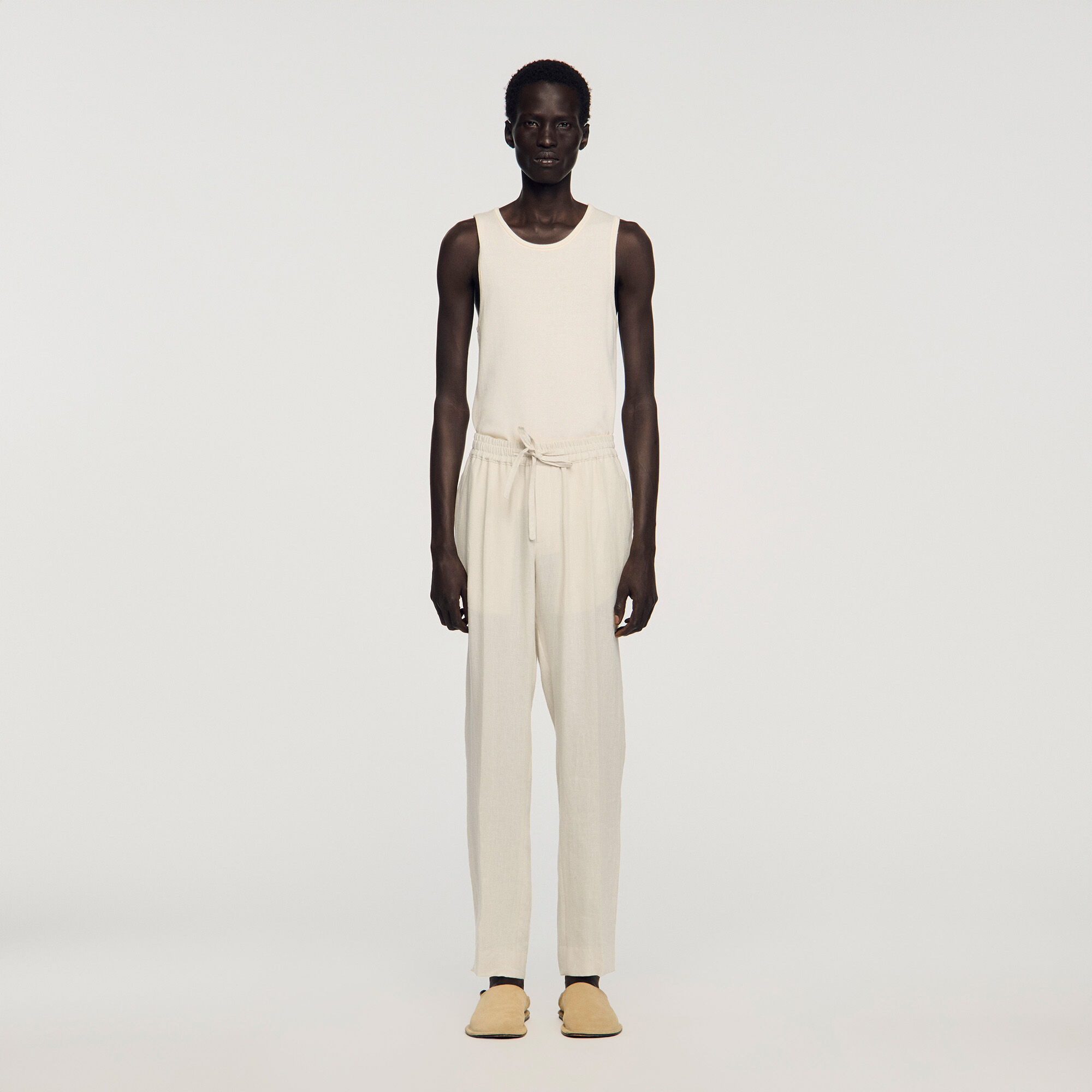 Pantaloni in lino elasticizzati