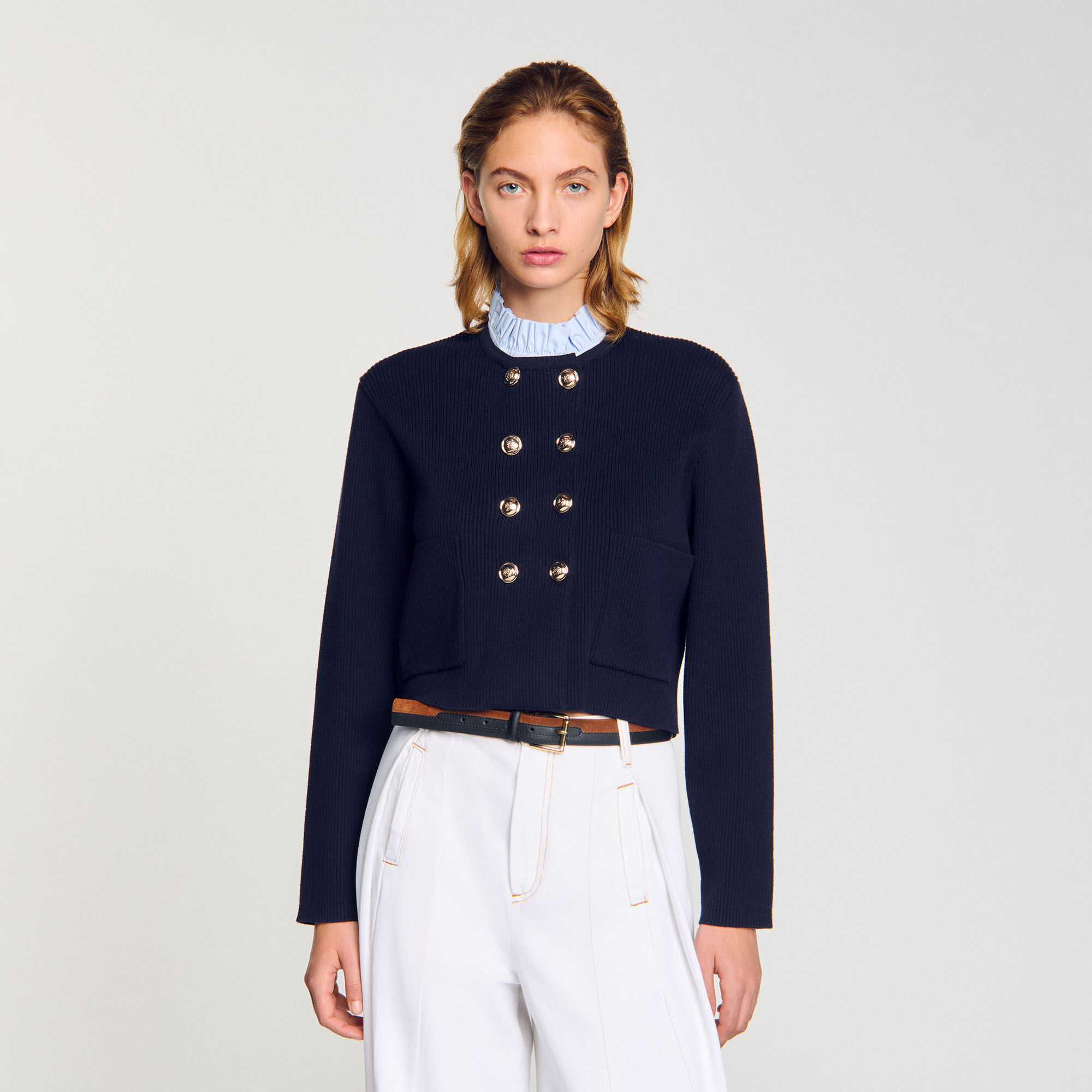Cardigan colletto volant rimovibile