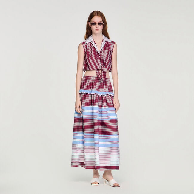 Camicia corta in cotone a righe