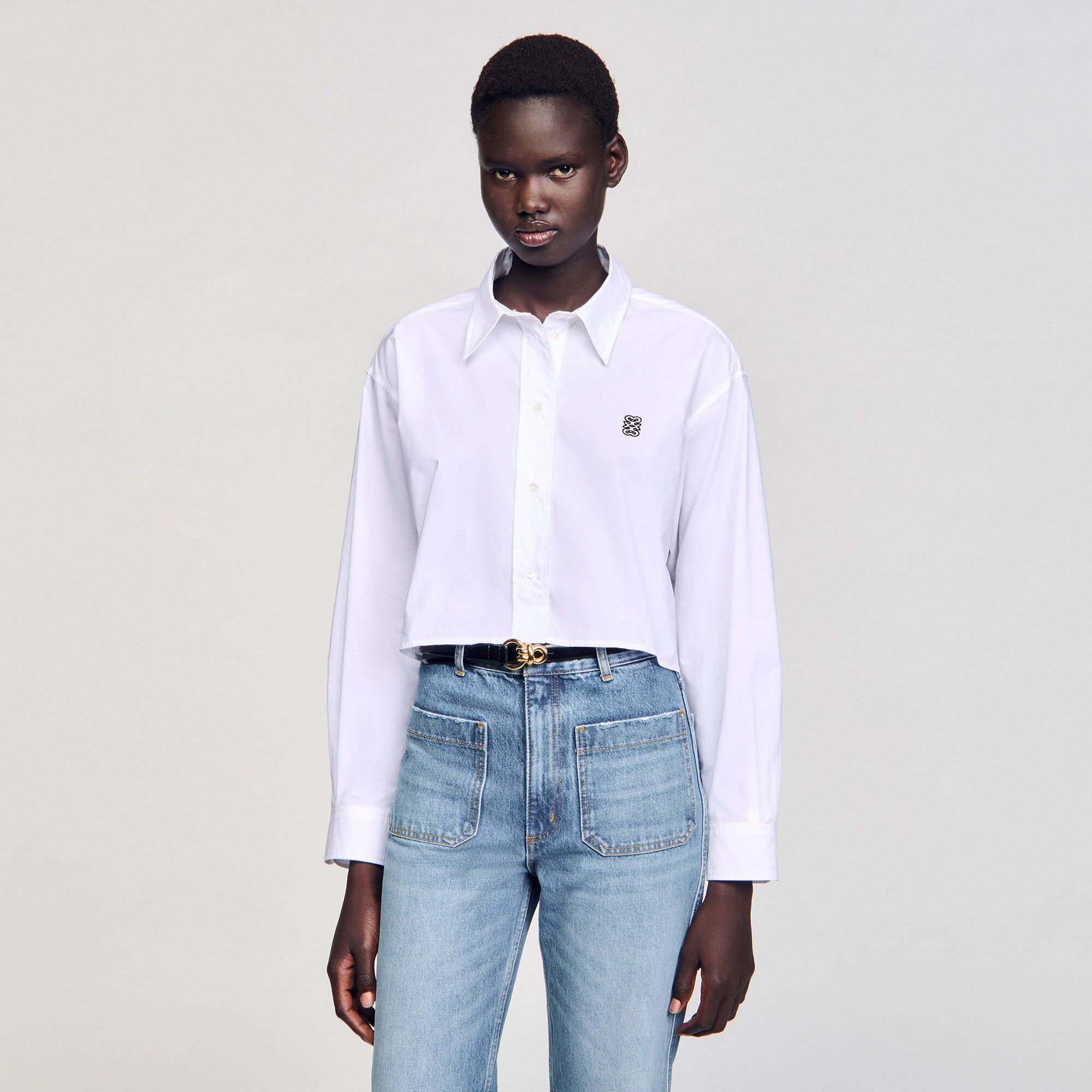 Camicia corta in popeline