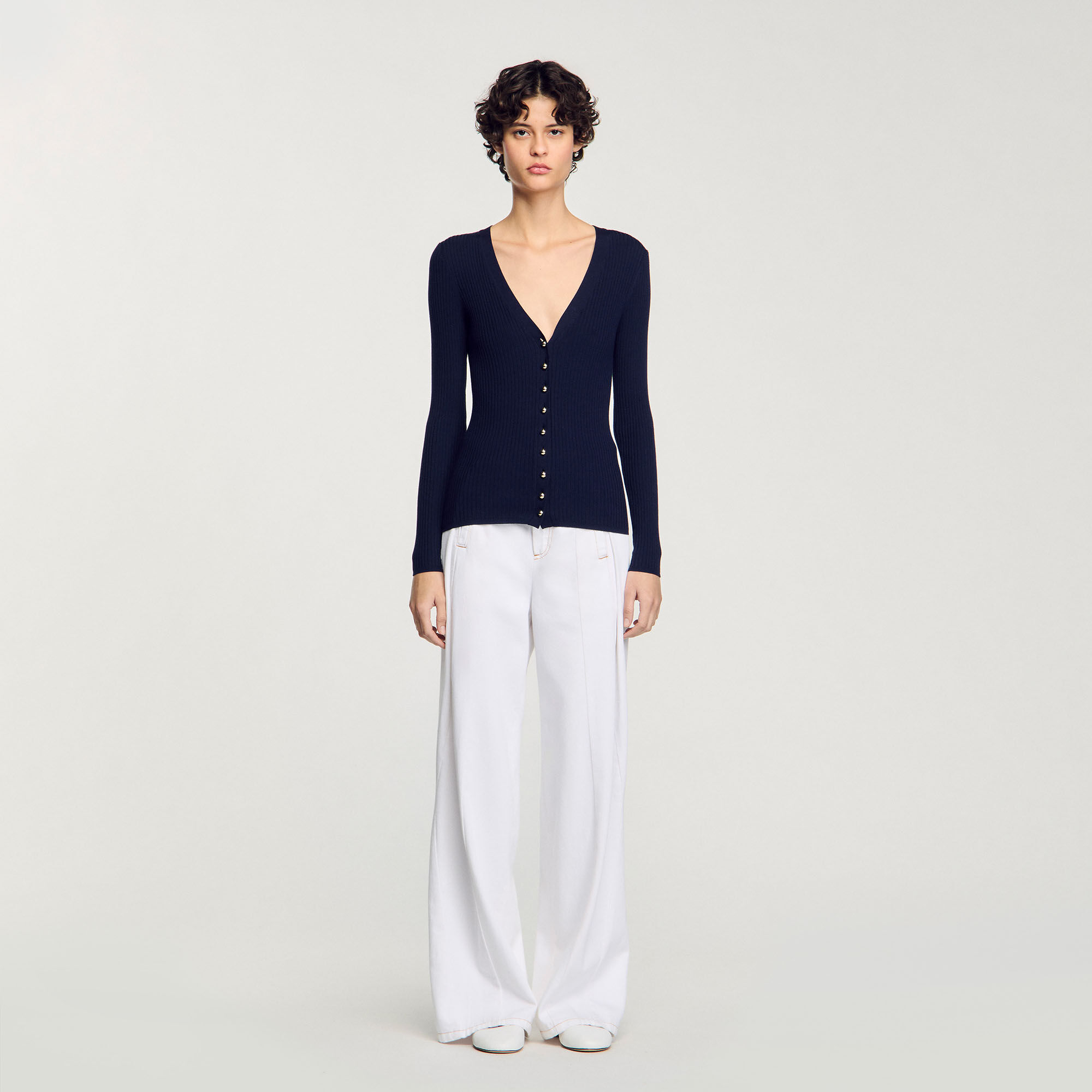 Cardigan in maglia a coste