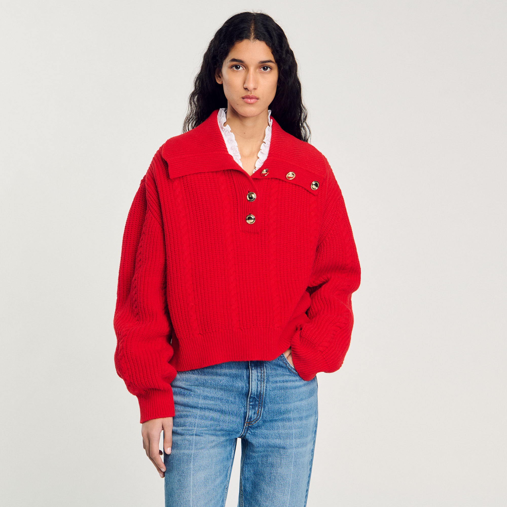 Maglione con colletto con bottoni