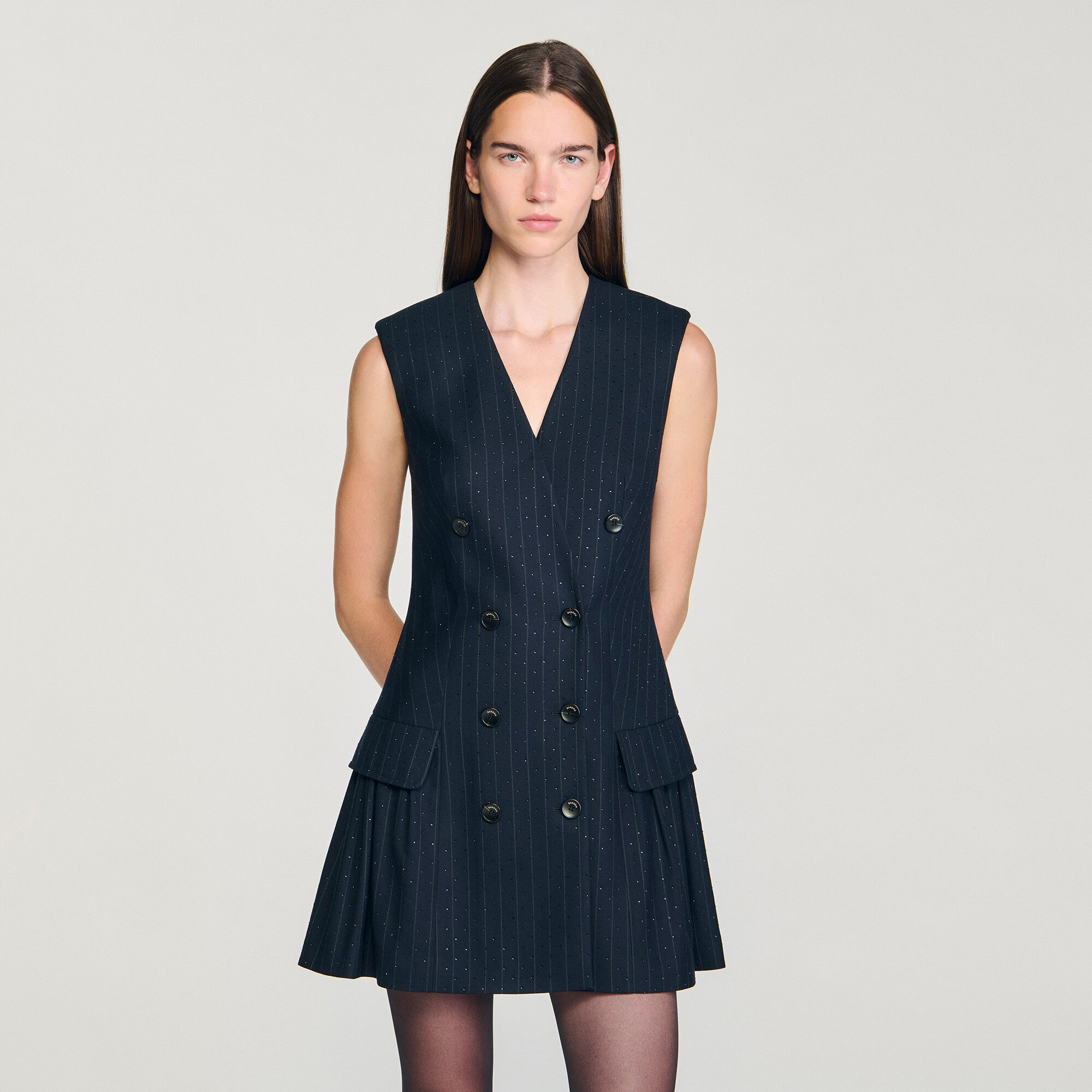 Abito corto tailleur con strass