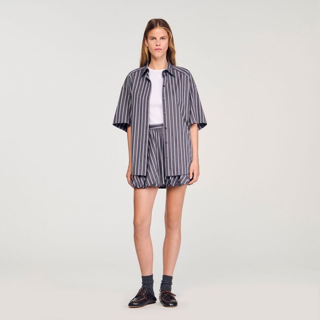 Camicia oversize a righe glitterata