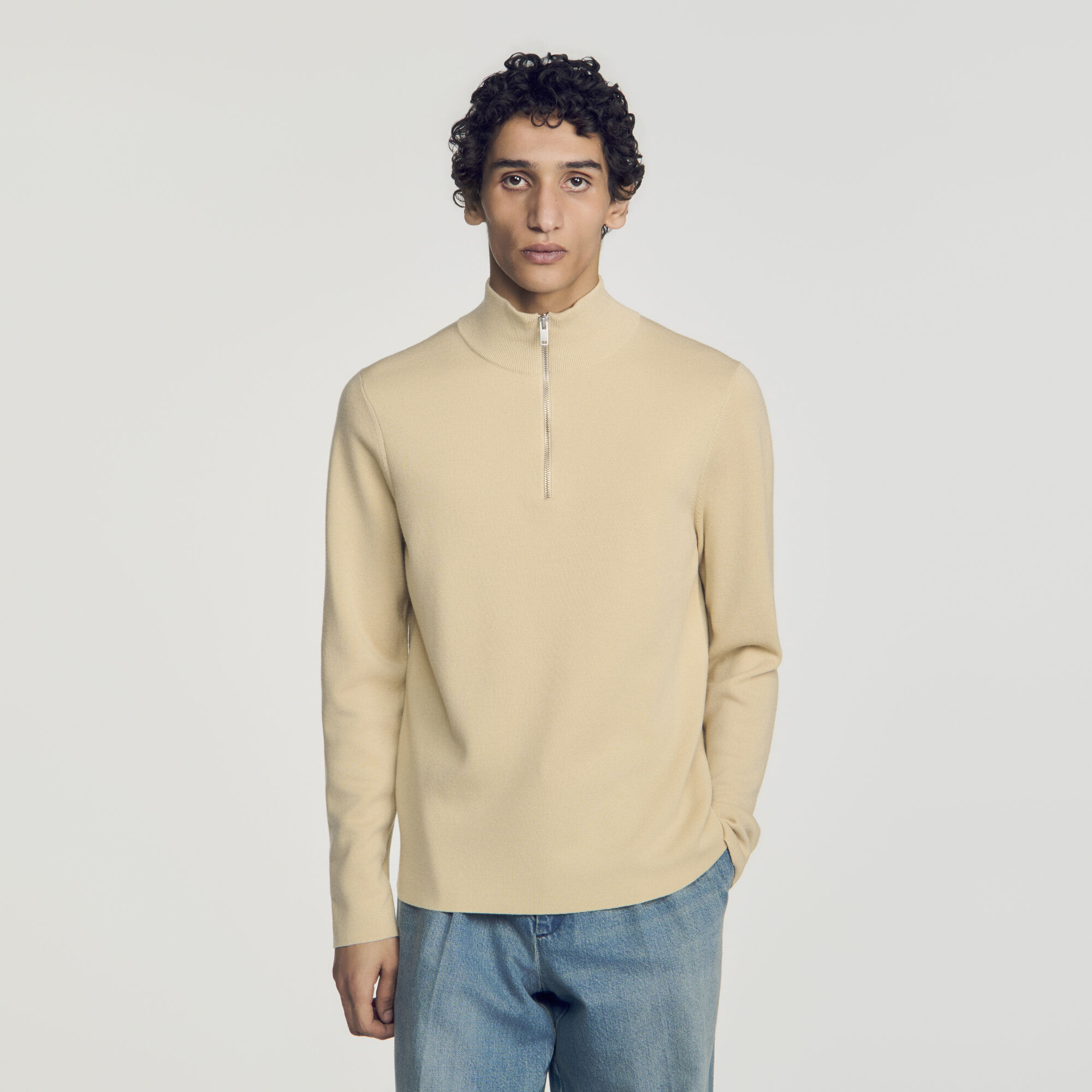 Maglione di lana con collo con zip