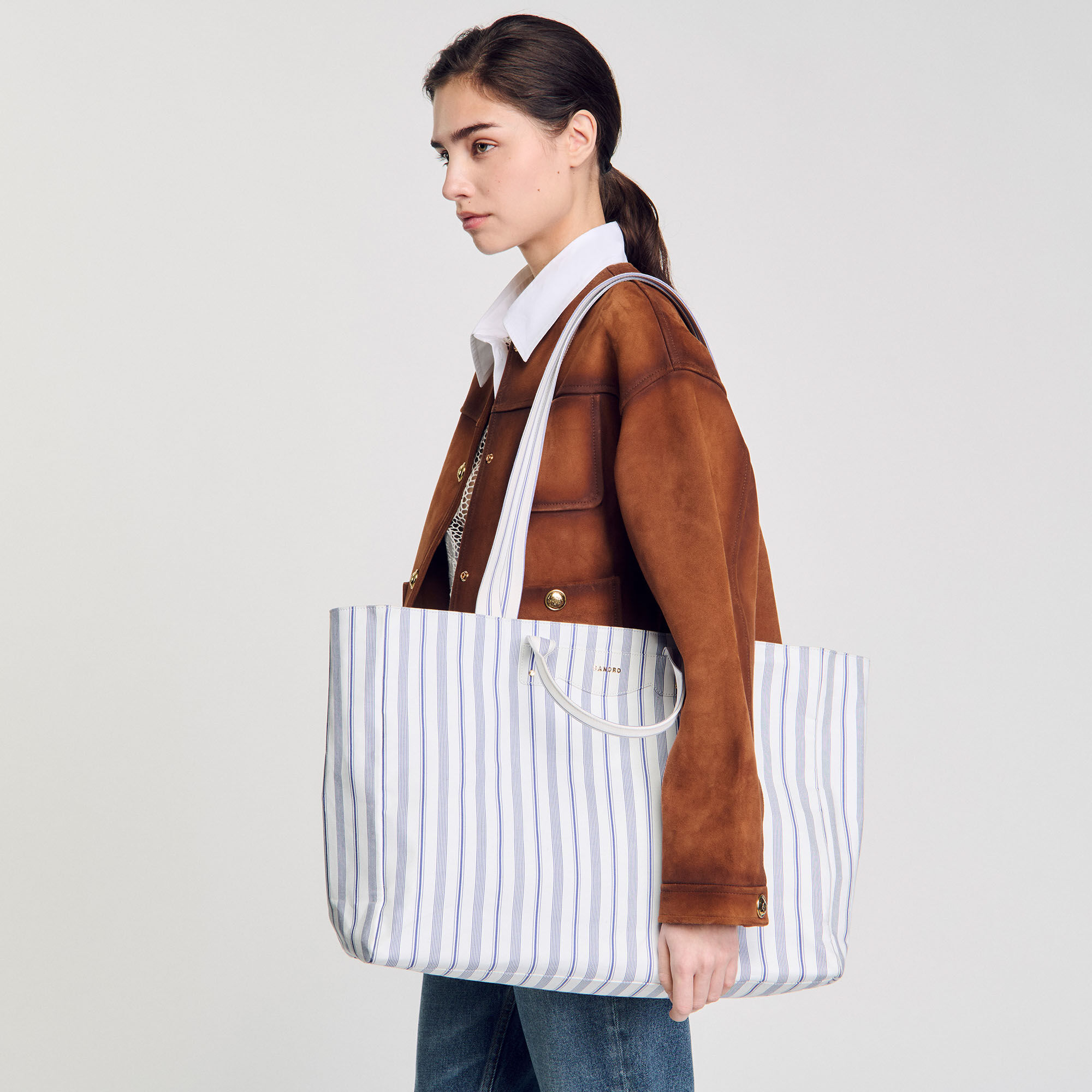 Tote bag in tela a righe
