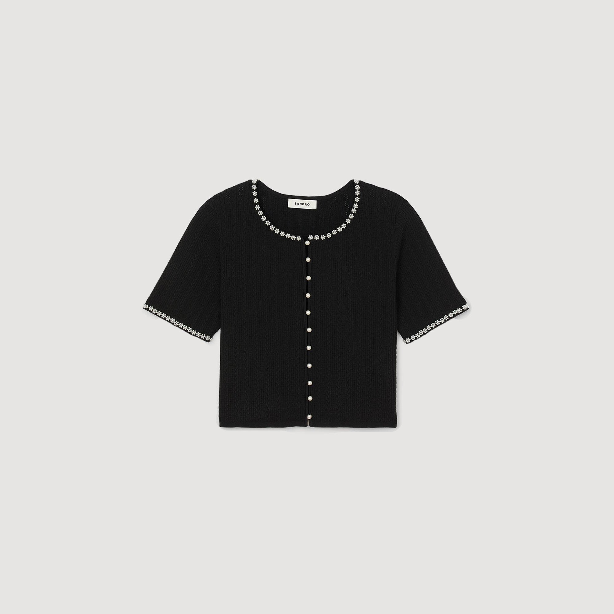 Cardigan corto con perline