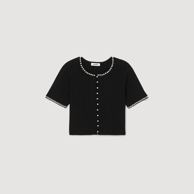 Cardigan corto con perline