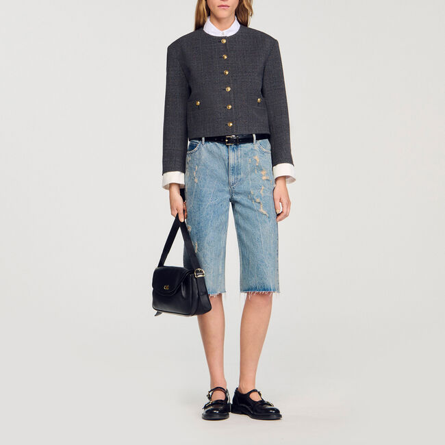 Bermuda jeans effetto stropicciato - Donna | Sandro
