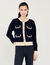 Cardigan bicolore con bottoni