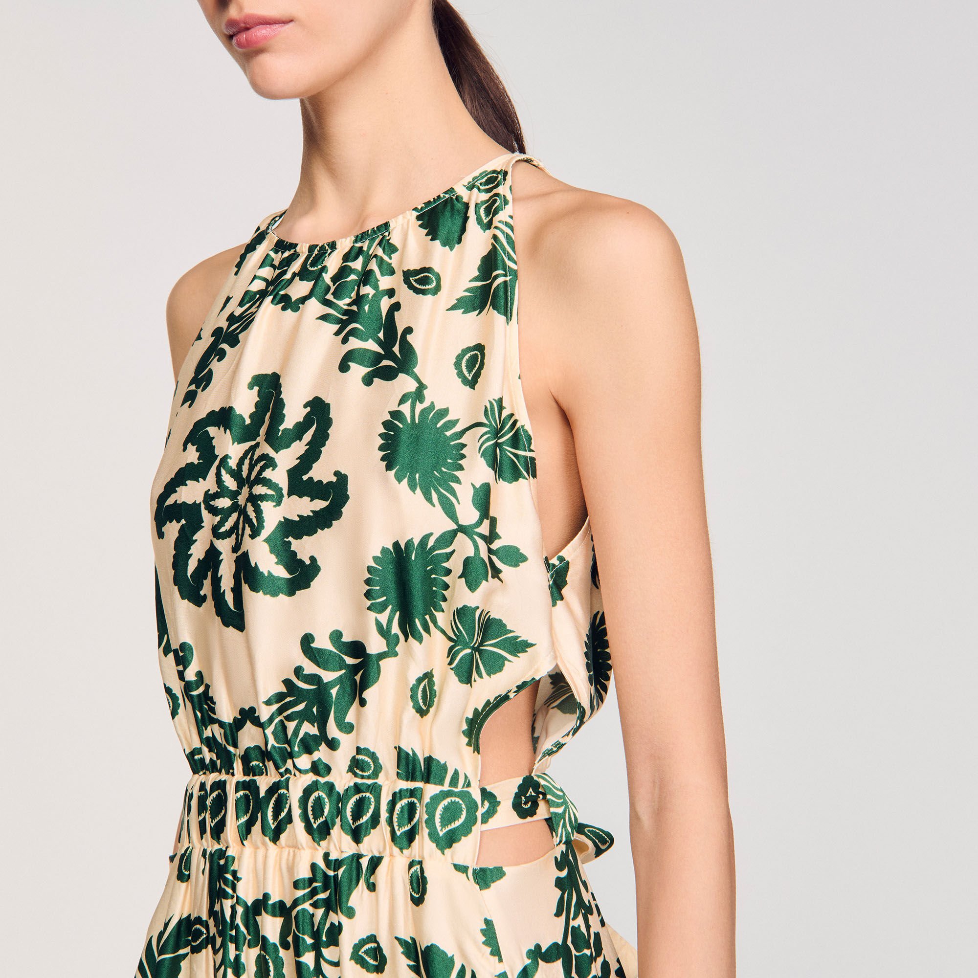 Abito lungo con stampa foliage
