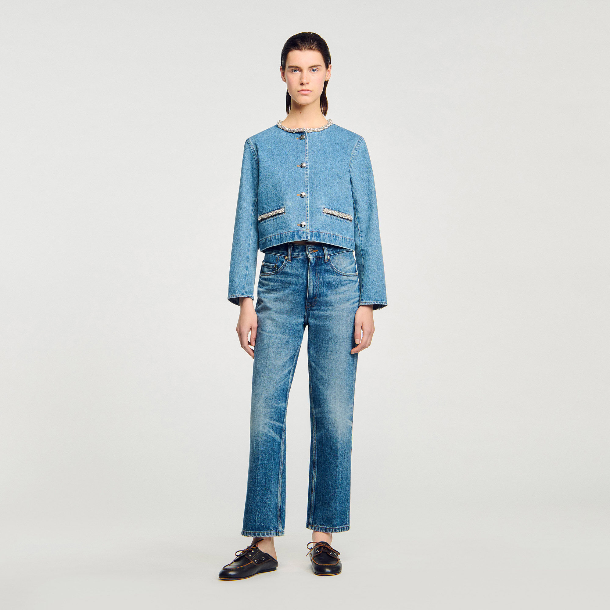 Giubbotto in denim con strass