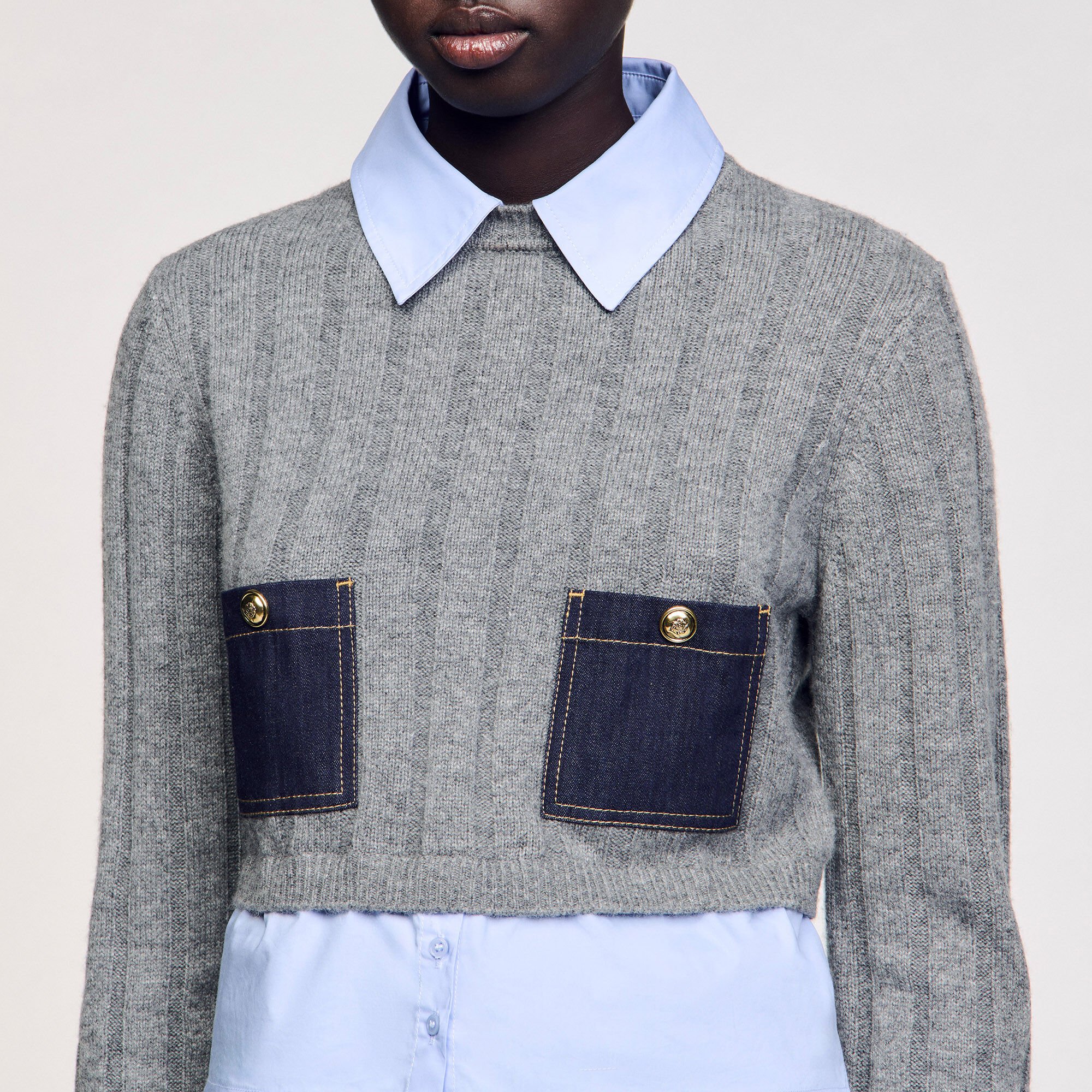 Maglione corto in lana e cashmere