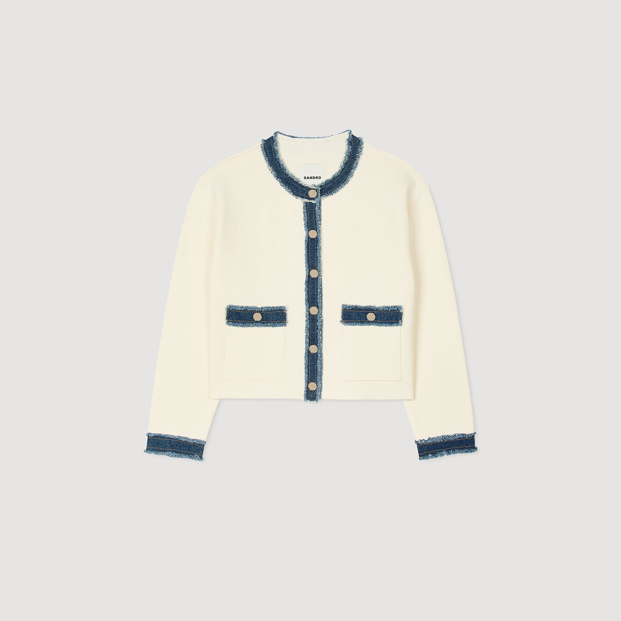 Cardigan con dettagli in denim