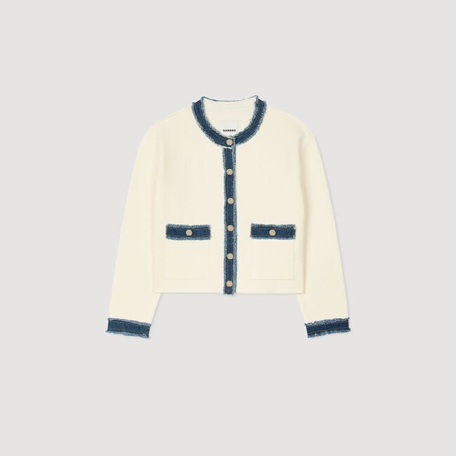 Cardigan con dettagli in denim