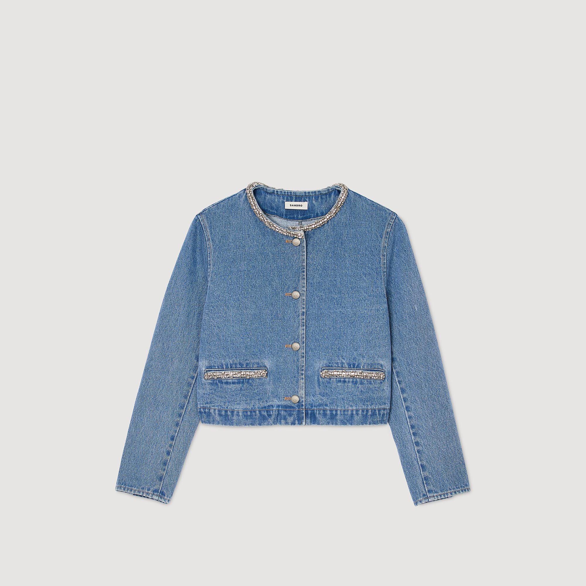 Giubbotto in denim con strass