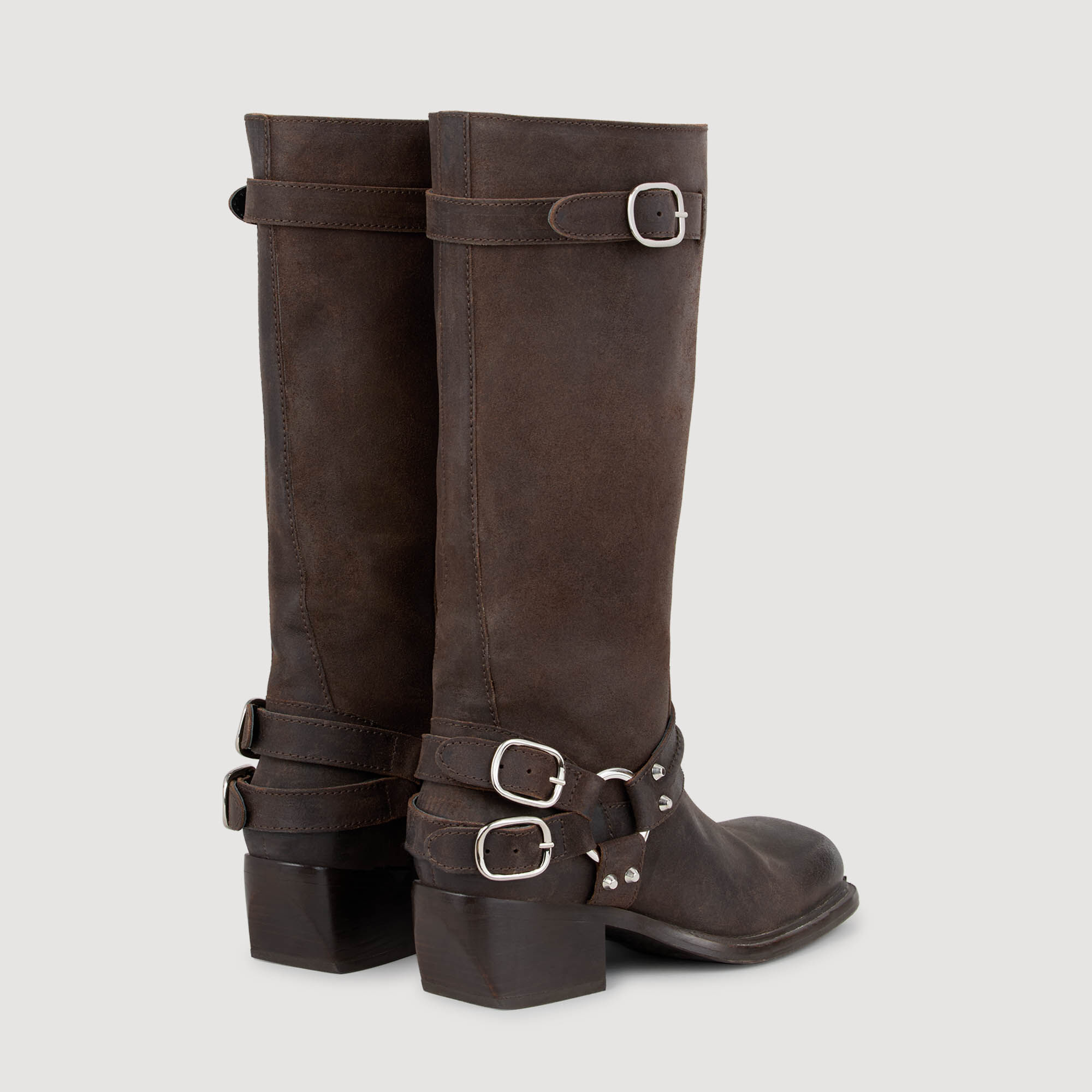 Stivali in pelle con fibbie