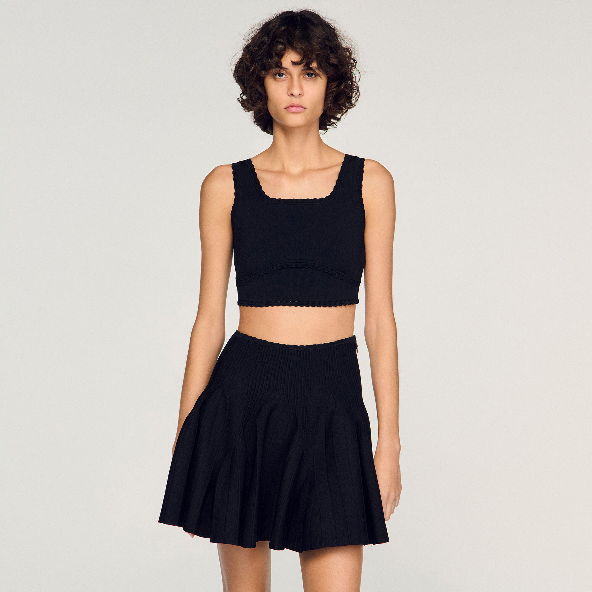 Maglione corto in maglia fantasia
