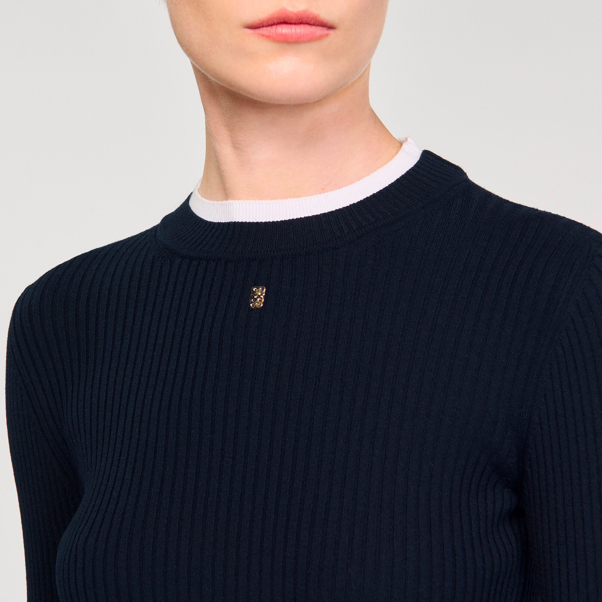 Maglione trompe l'œil in lana mista