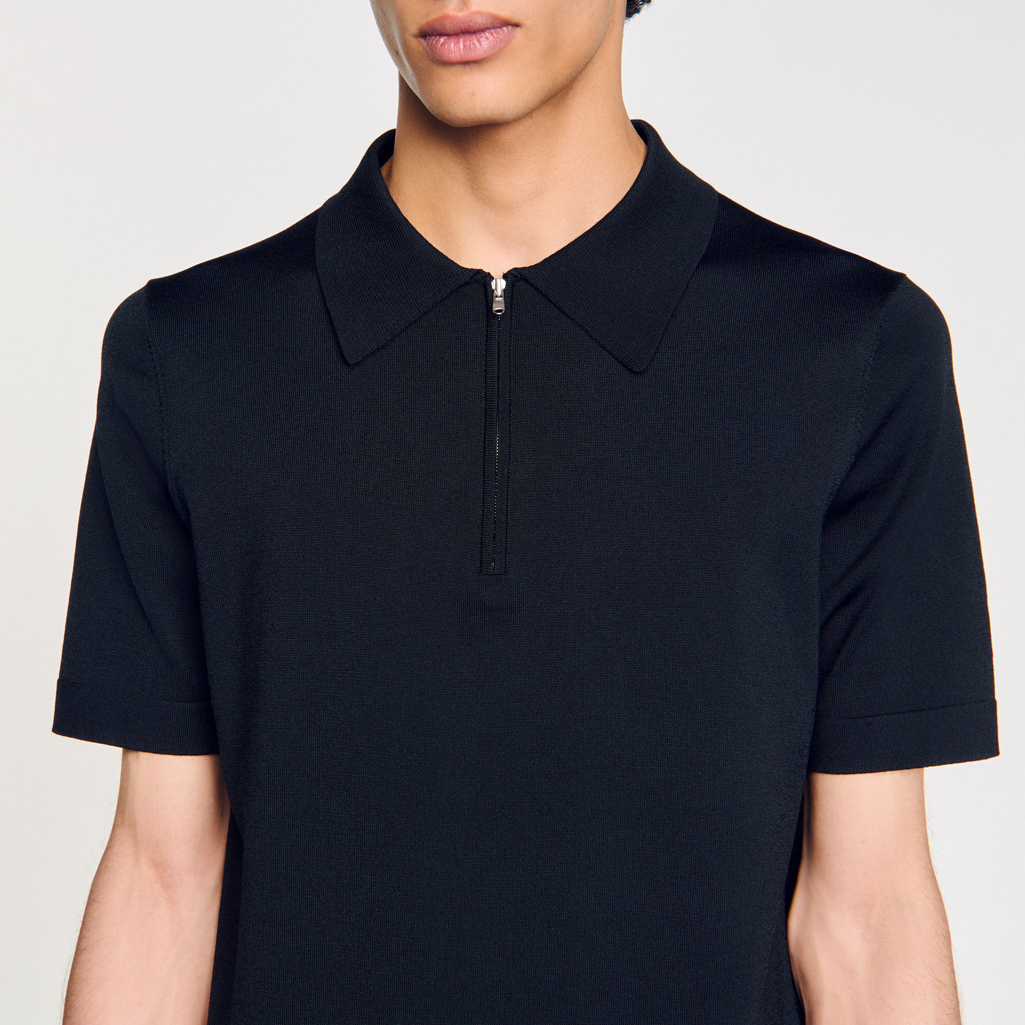 Polo in maglia con colletto con zip