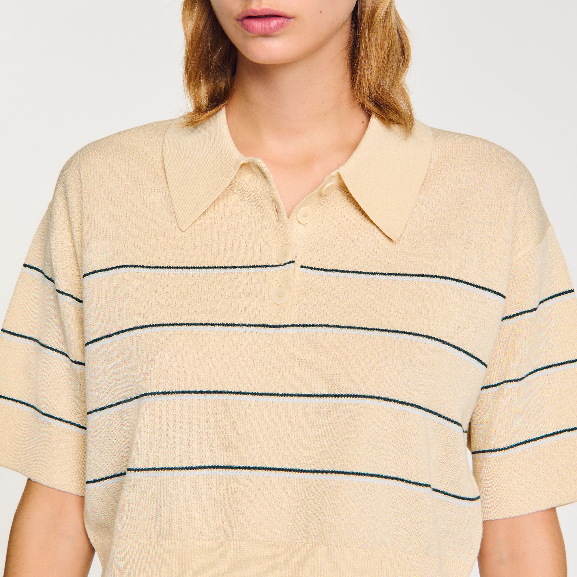 Maglione corto in maglia a righe