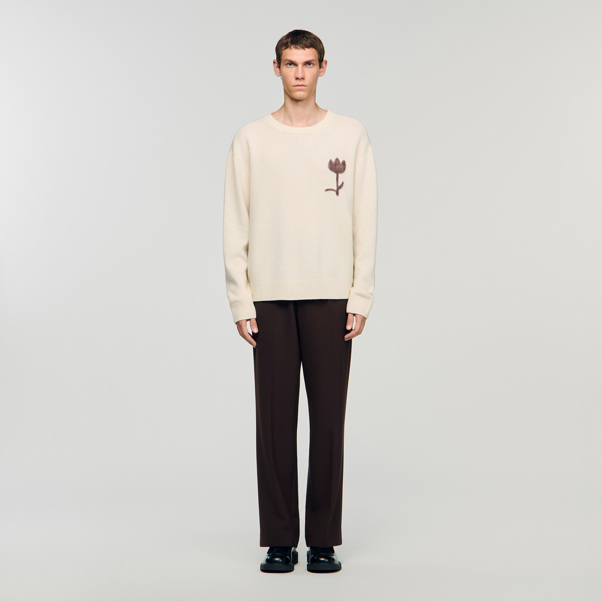 Maglione lana con dettaglio fiore