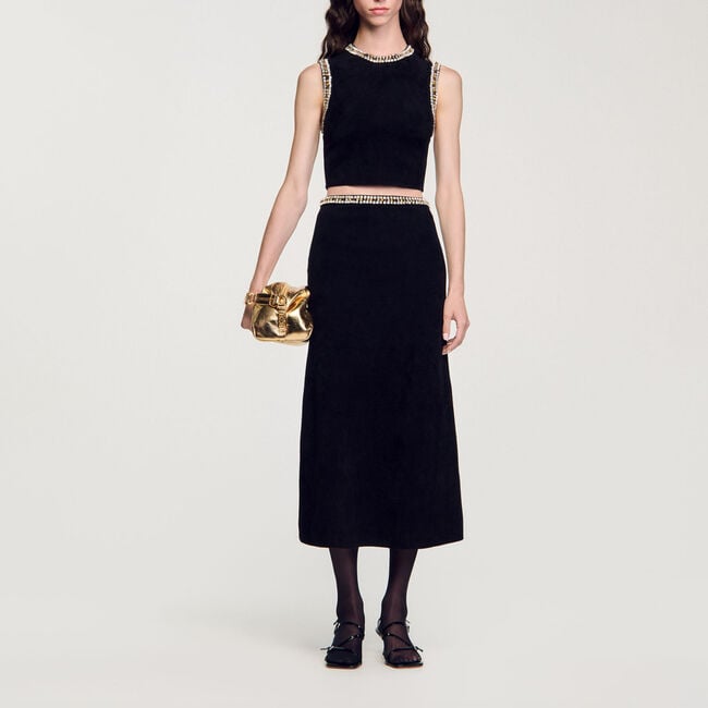 Top in maglia con colletto bijoux