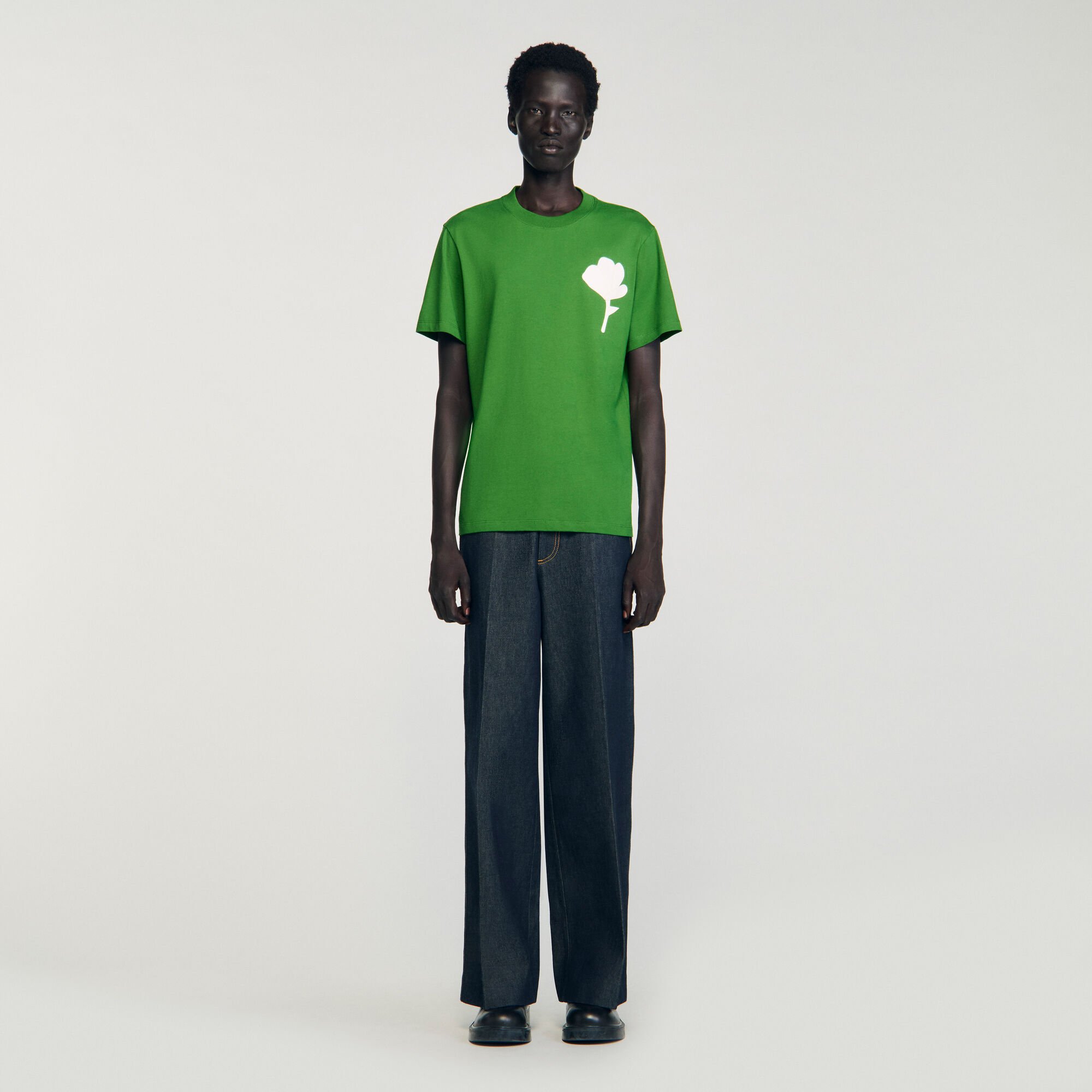 T-shirt con inserto a fiore