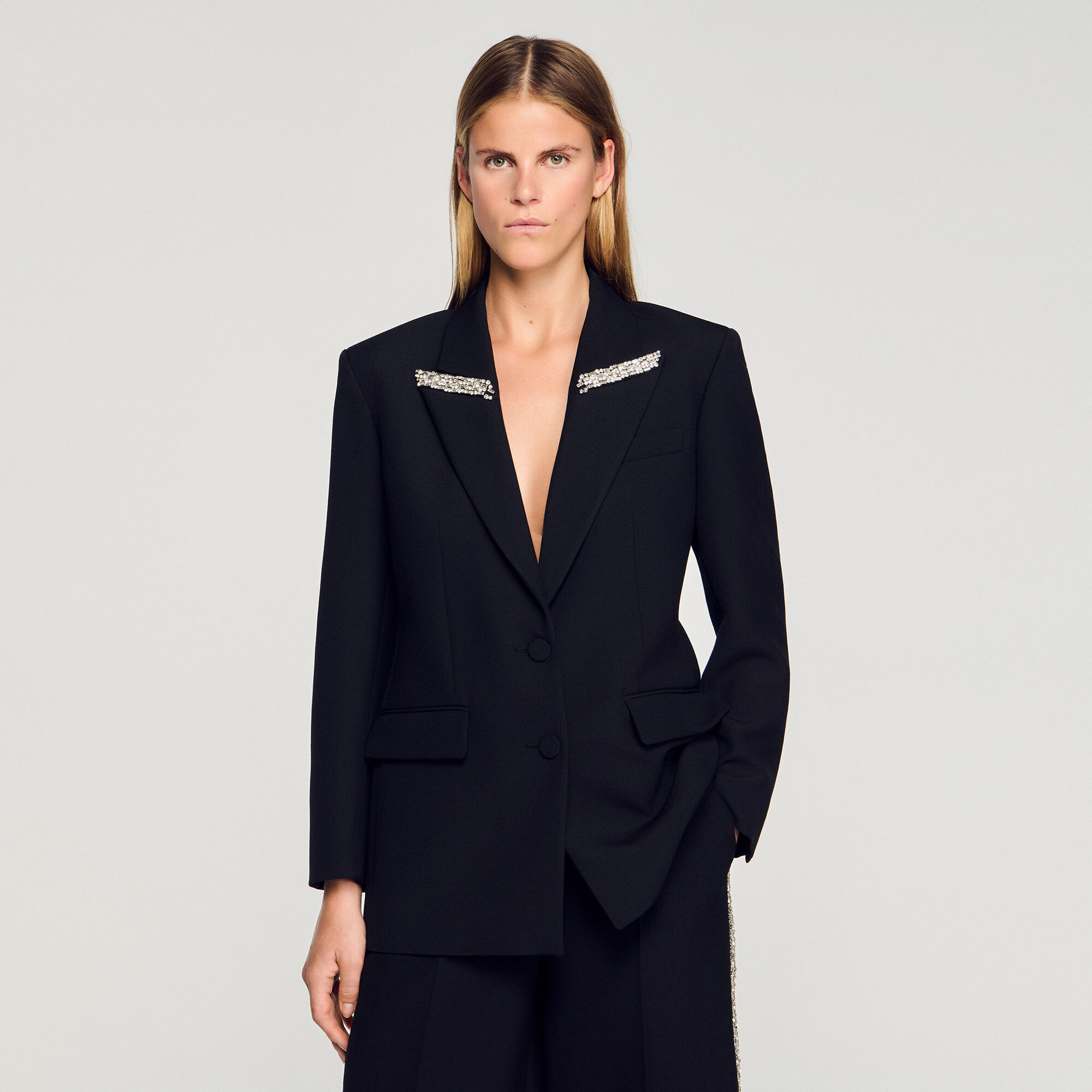 Giacca con colletto glitterato