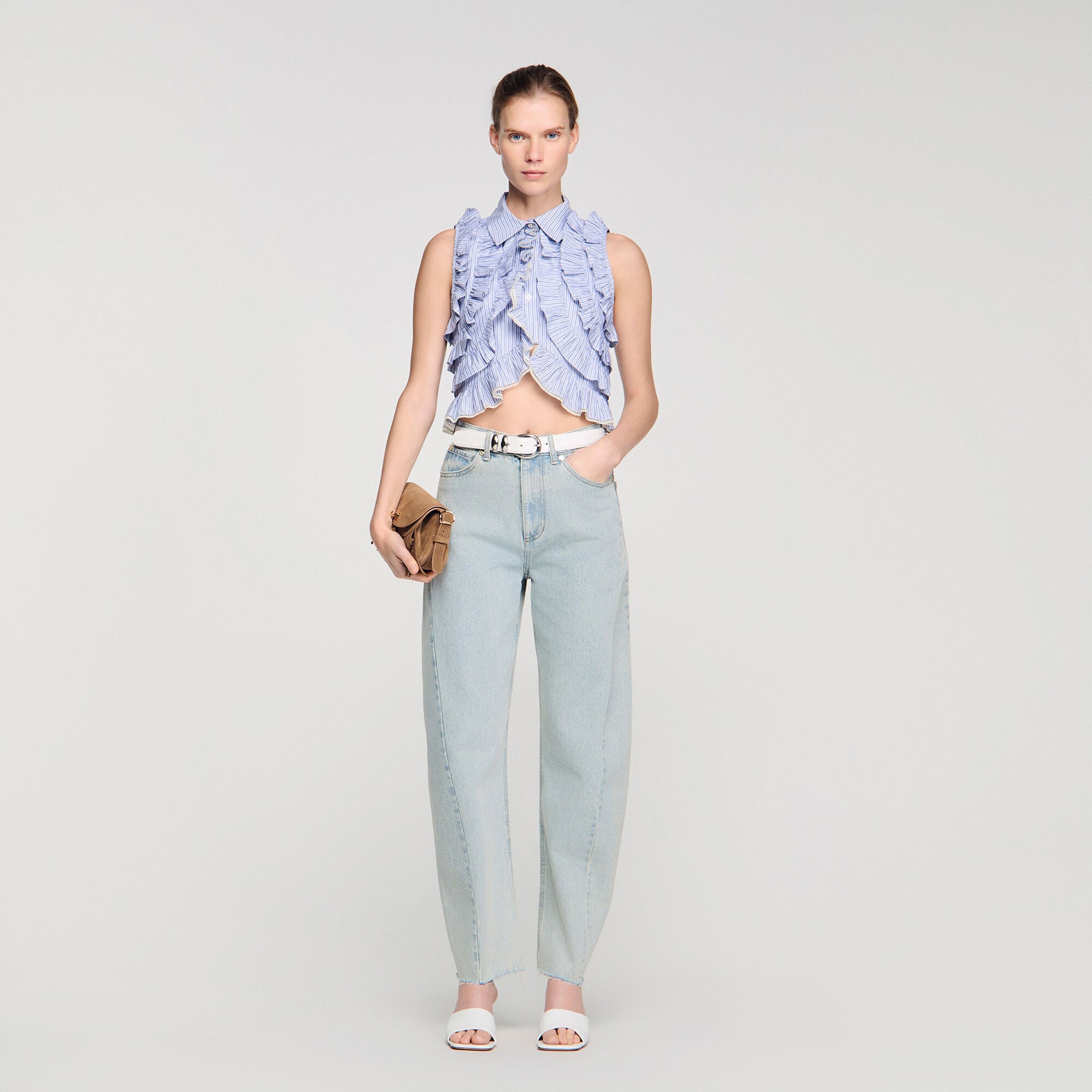 Camicia a righe con volant