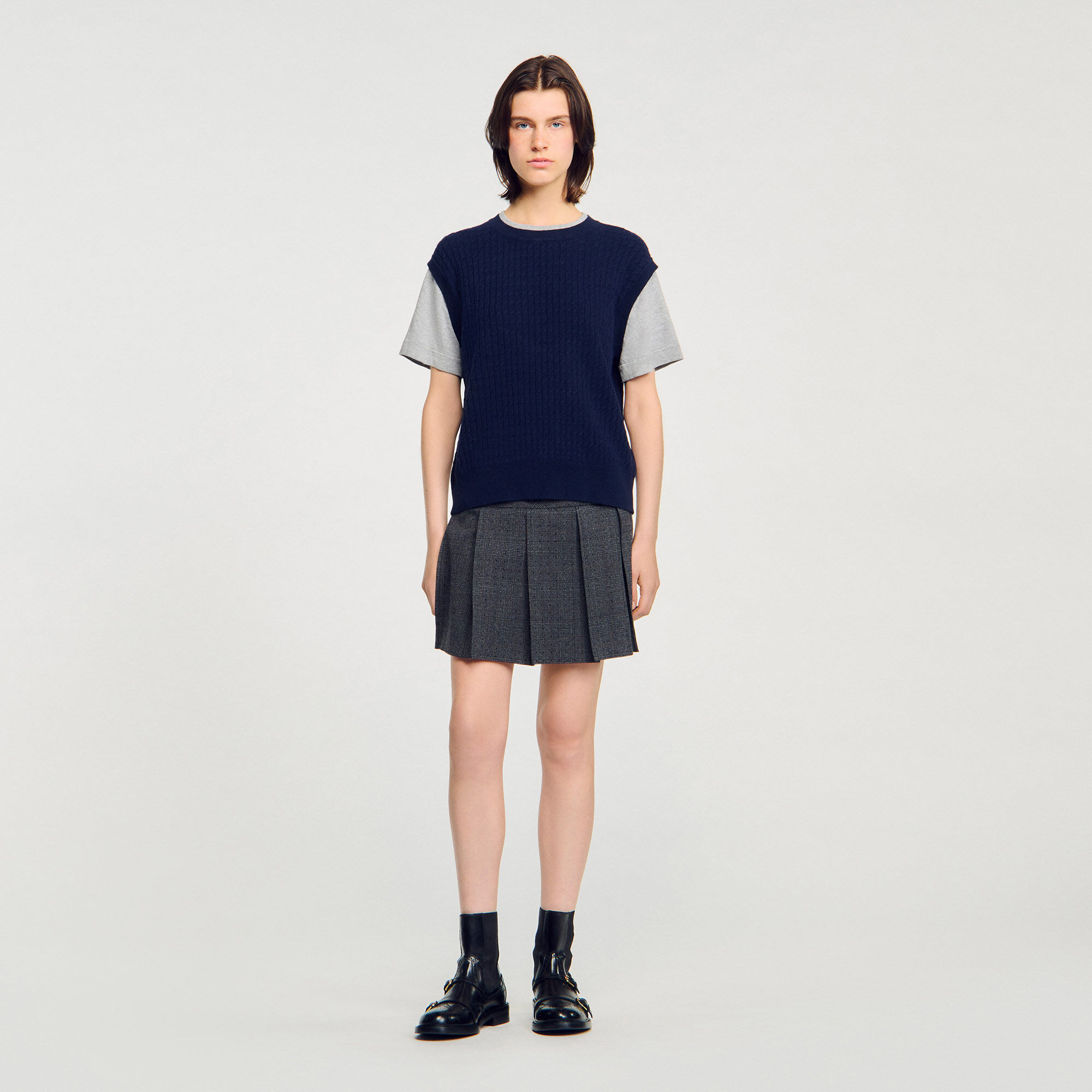 Maglione in maglia bimateriale