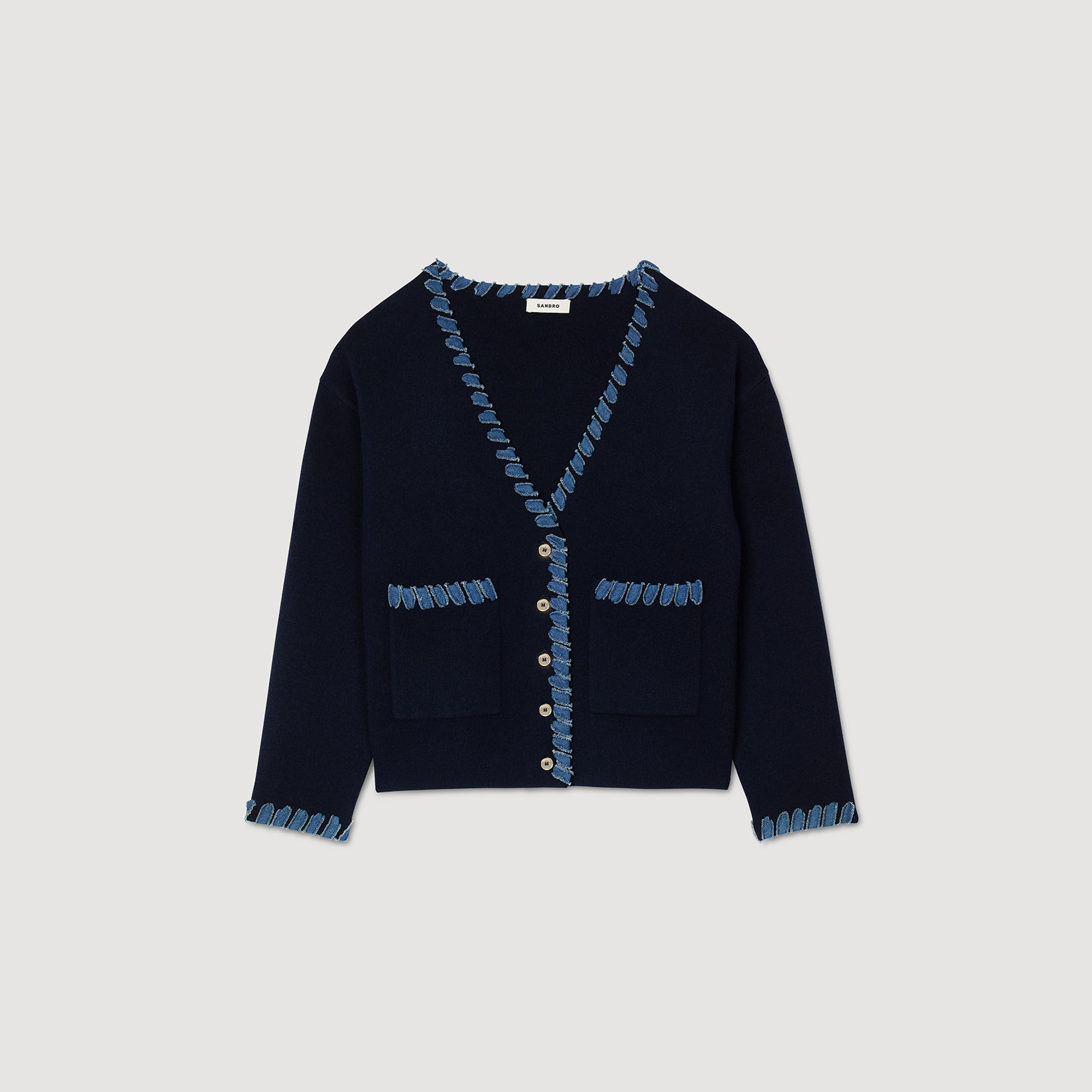 Cardigan con dettagli in denim