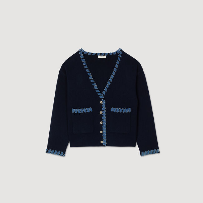 Cardigan con dettagli in denim