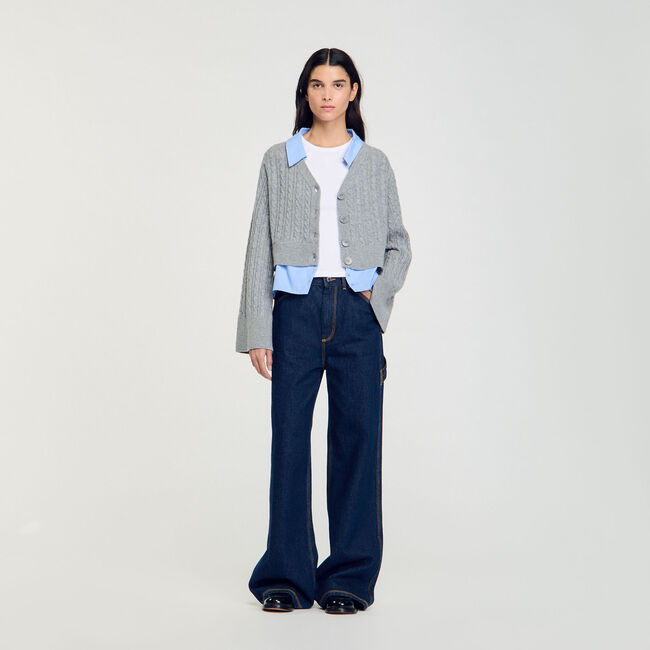 Cardigan con scollo a camicia rimovibile