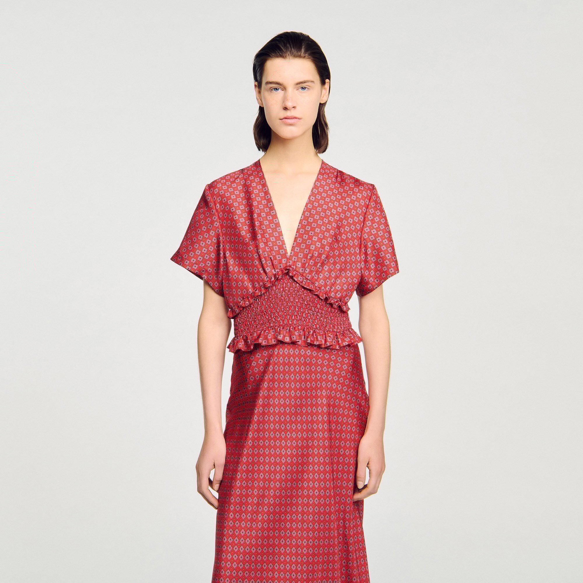 Abito lungo con stampa foulard