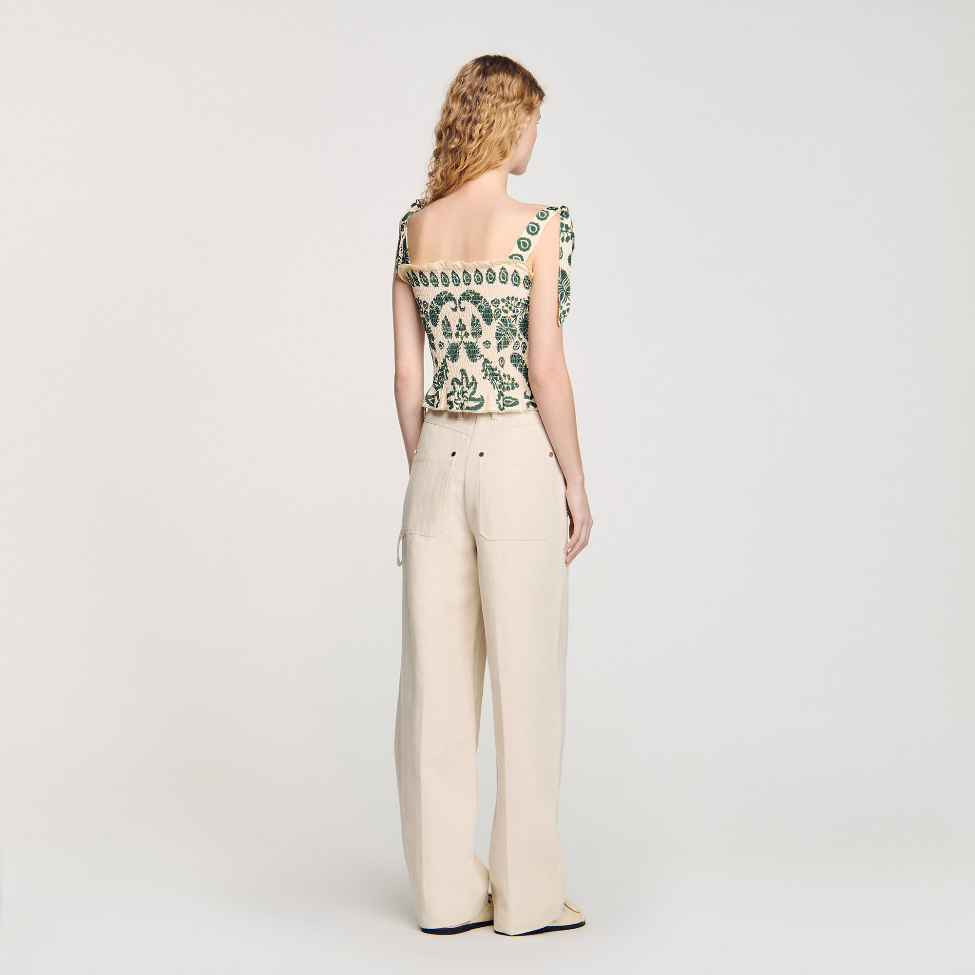 Top a punto smock stampa floreale