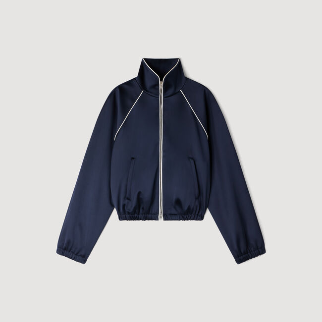 Giubbotto corto raso logo ricamo