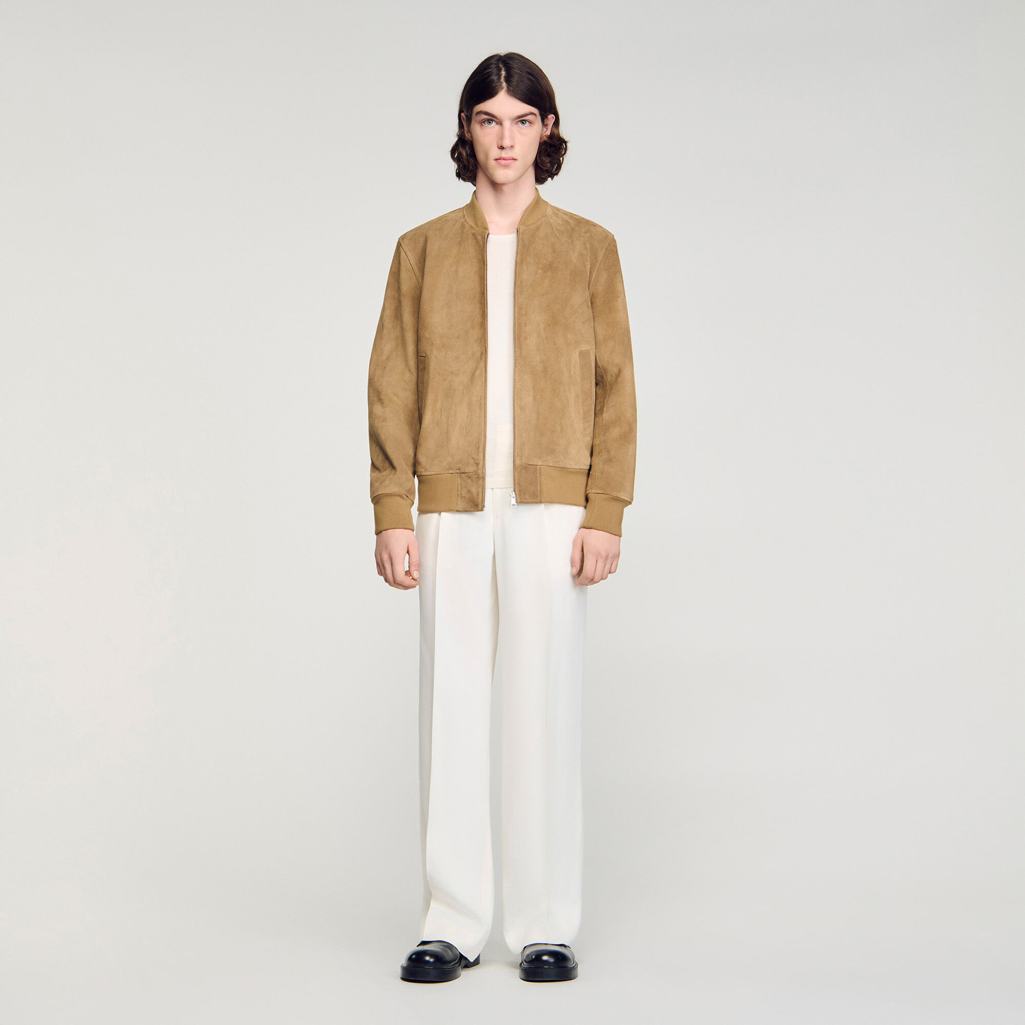 Giacca in crosta di pelle con zip
