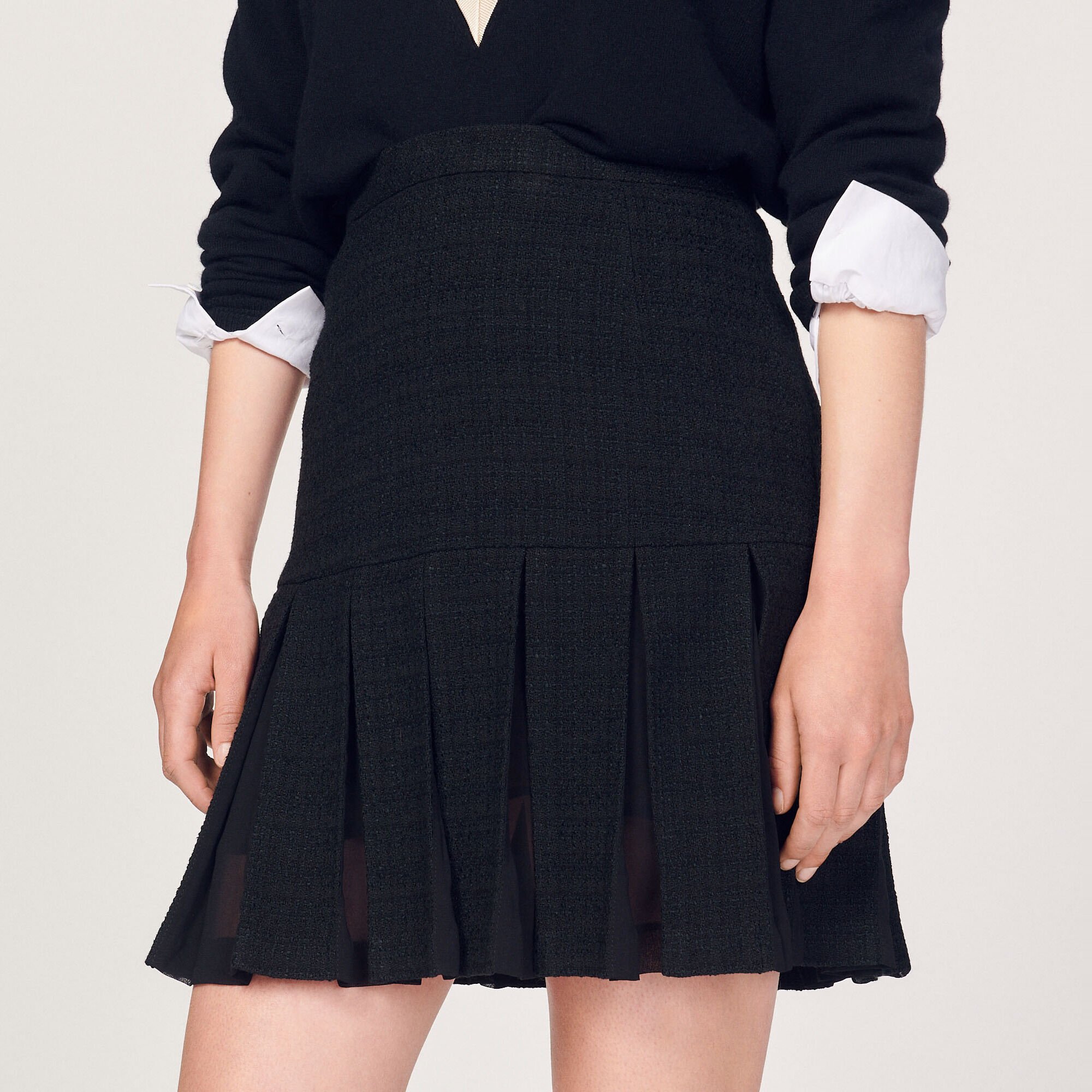 Gonna in tweed a pieghe