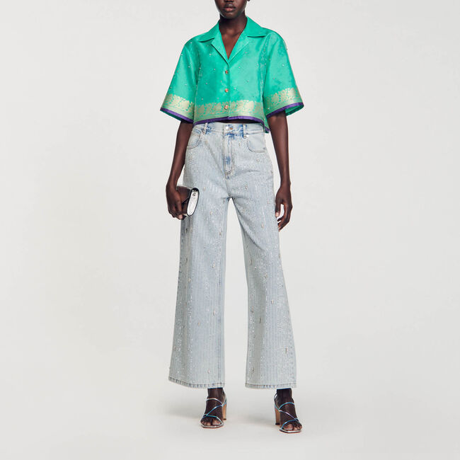 Camicia corta in jacquard glitterato