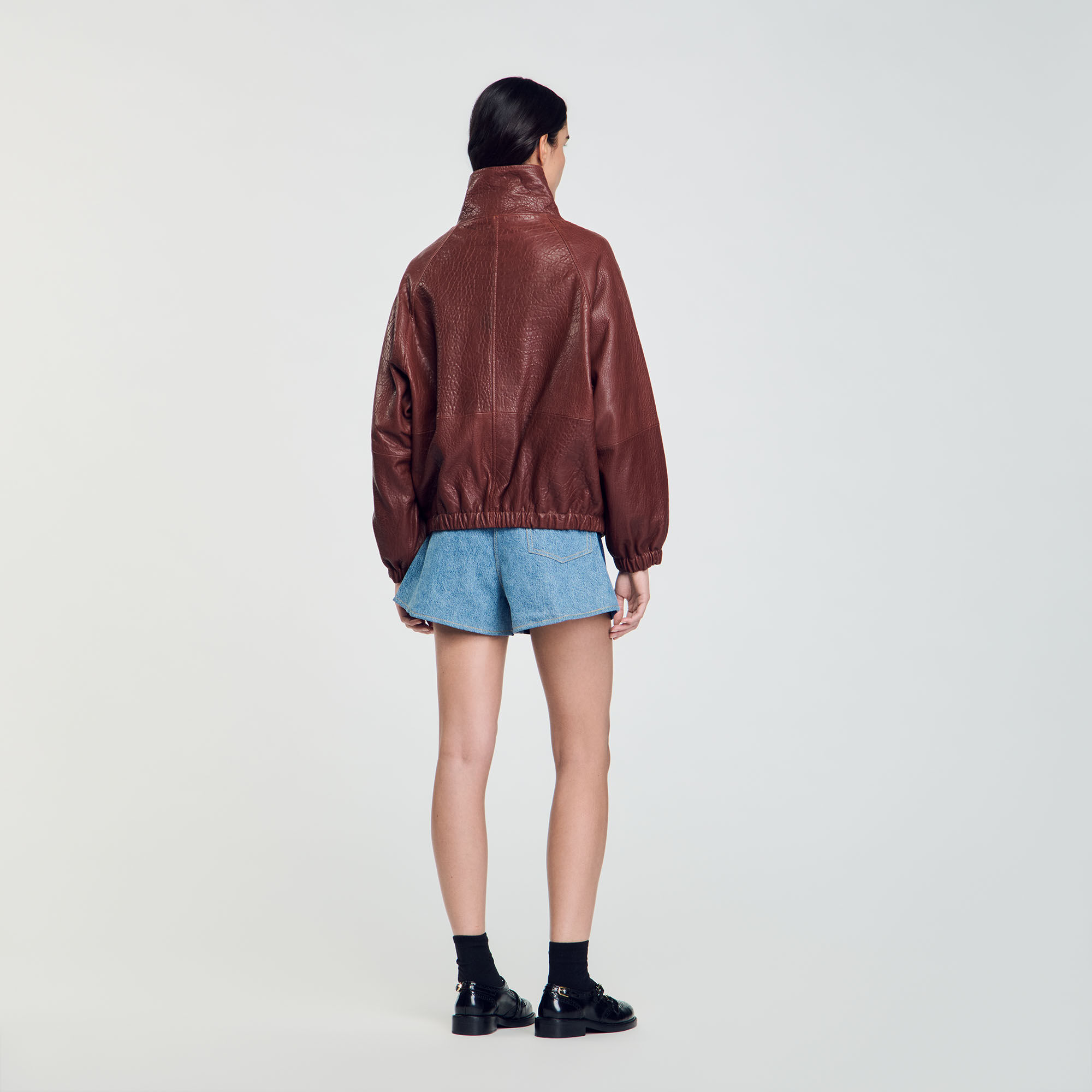 Giubbotto in pelle oversize