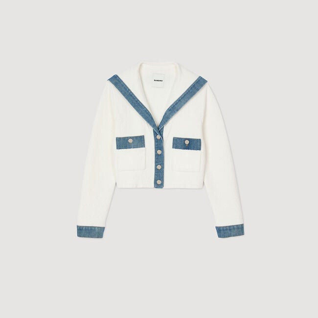Cardigan con dettagli in denim