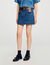 Gonna corta in denim e pelle
