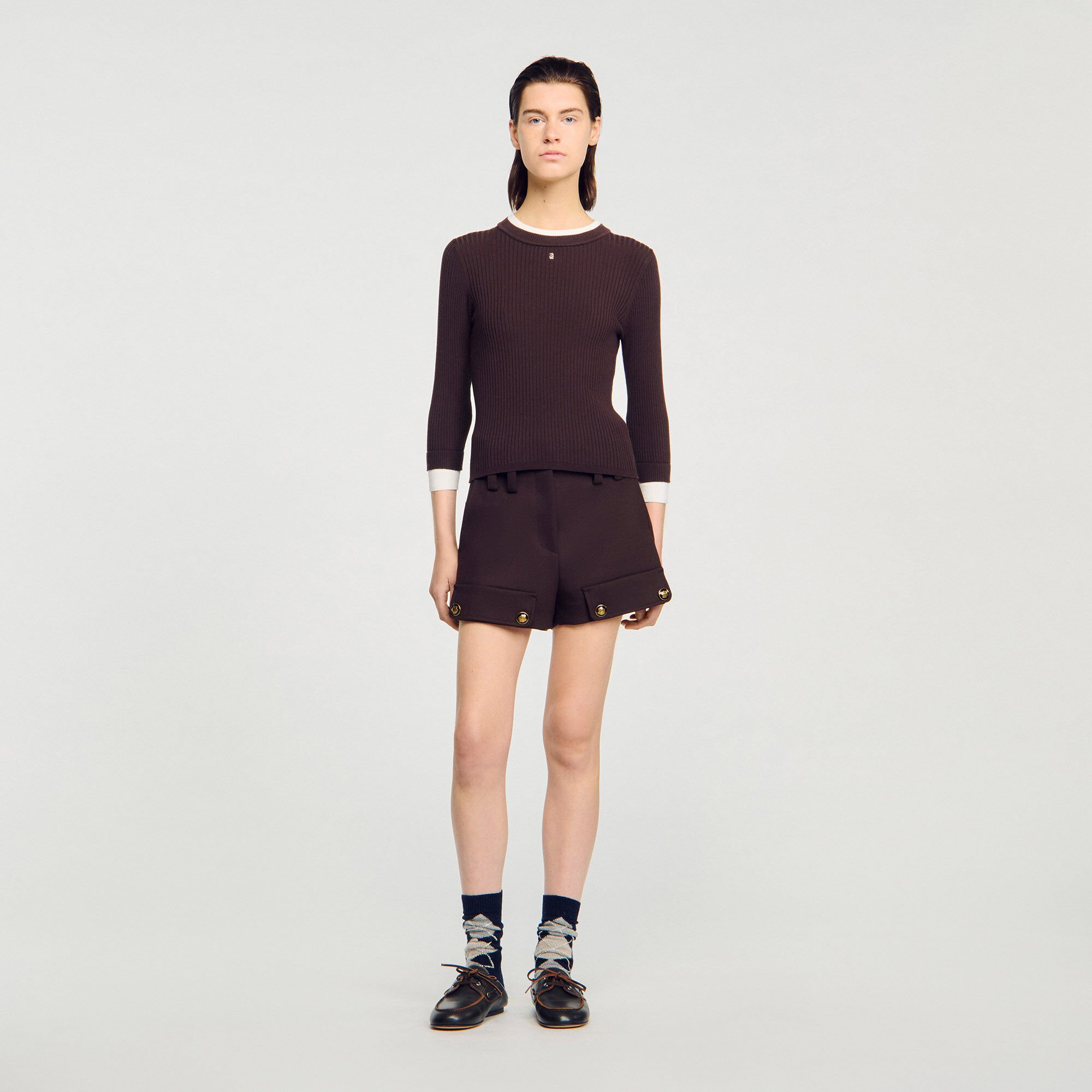Maglione trompe l'œil in lana mista