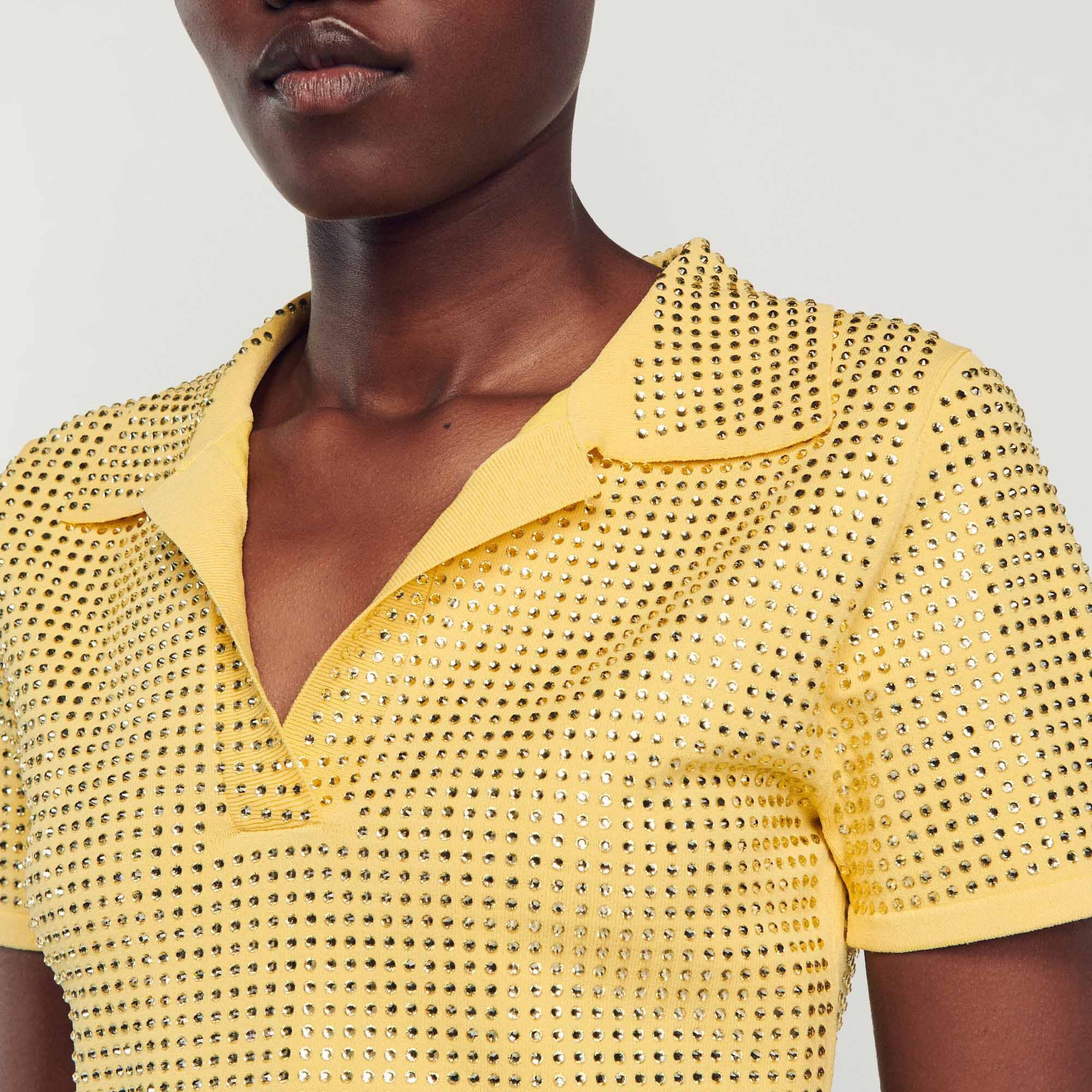 Pullover corto ornato da strass