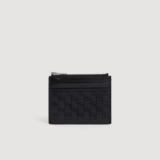 Portacarte zip in pelle intrecciata - Uomo | Sandro