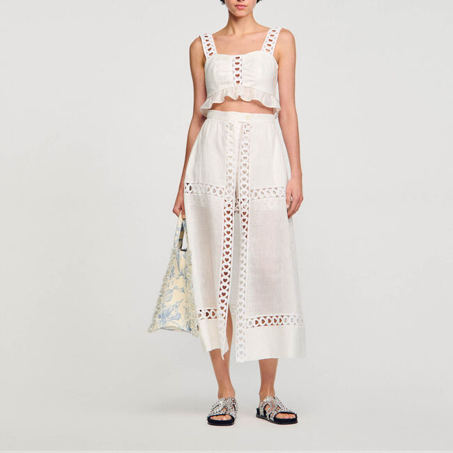 Gonna-pantaloncino lunga in misto lino