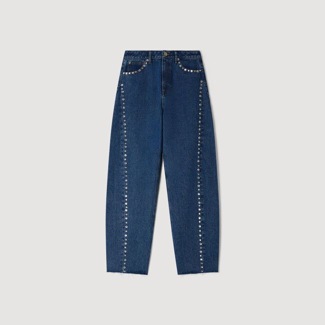 Jeans barrel con strass